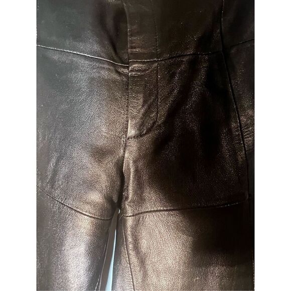Y2K 100% Leather Black pants boot cut| size 4 - Picture 7 of 9